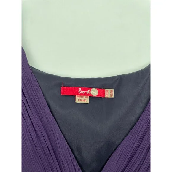 Boden Sleeveless Formal Chiffon Dress Size 14 100% Silk Purple Embellished Waist - Picture 4 of 9